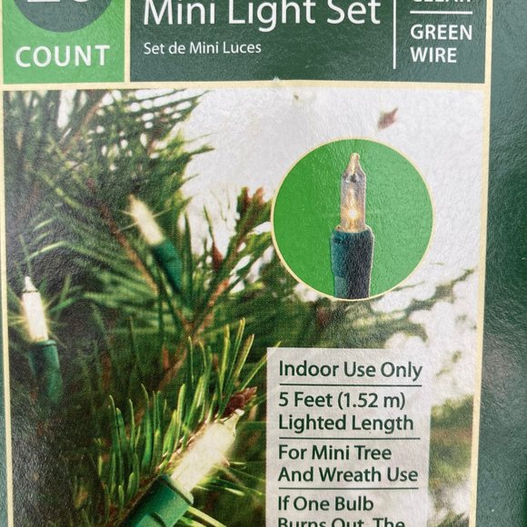 Mini Light Sets, 20-light strand, Warm Clear Bulb, Green Wire, Set of 20 - Picture 1 of 3